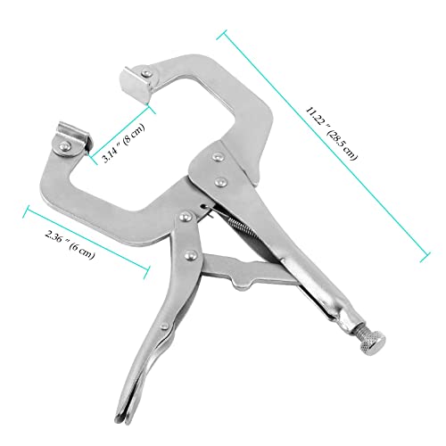 Generic Ningwaan 6 Pack 11 Inch C Clamp Locking Pliers, Heavy-Duty Locking C Clamp, C Pliers With Swivel Pads, Adjustable Nickel Plated Face Clamp For Woodworking thumb #1