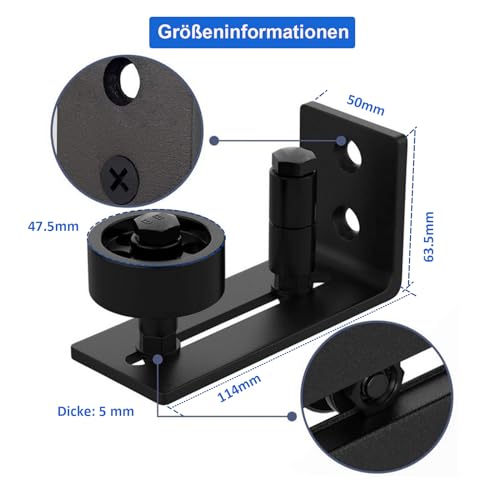 Bodenführung Schiebetür 2 Stück, Einstellbar Boden Rollenführung mit Schrauben, Kohlenstoffstahl Rollen Führung Schiebetür Laufschiene Türführung 8-in-1 Schiebetürbeschlag (Cooles Schwarz, 2er Set)