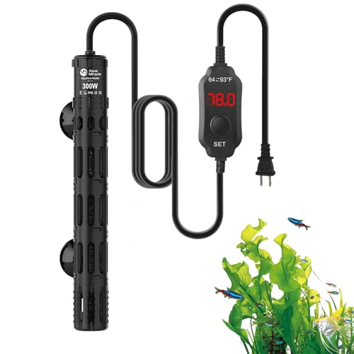 AquaMiracle 300W Aquarium Heaters with Protective Housing, Submersible Fish Tank Heaters with LED Digital Display Thermostat, Adjustable Fish Heater for 40-75 Gallon Tanks