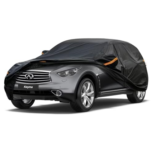 Kayme SUV Car Cover Fit for Infiniti QX70 (2014-2020) Automobiles All Weather Waterproof, Outdoor Cover Sun Rain Protection, with Lock and Zipper Door
