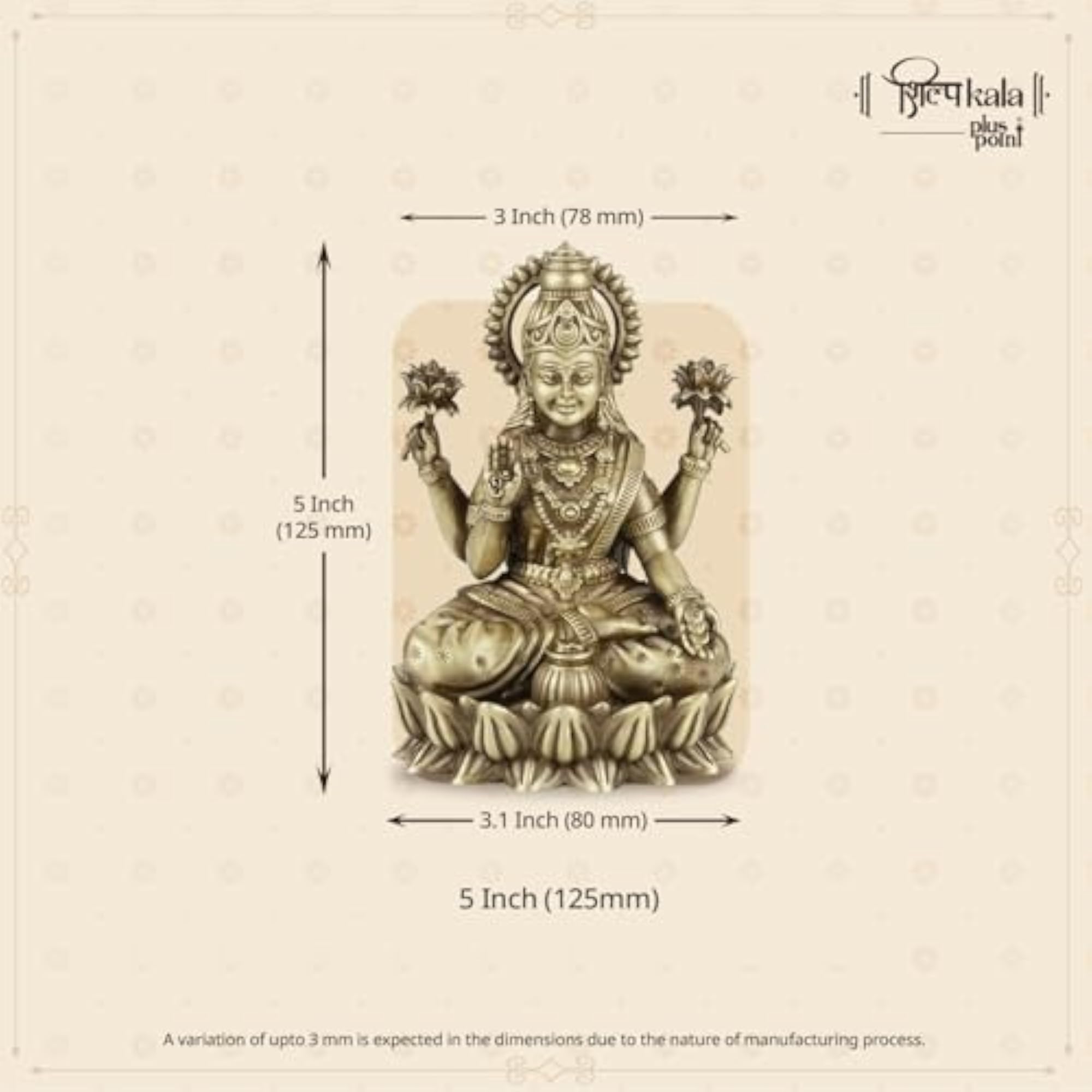 5 Inch Kamal Laxmi Brass Goddess Lakshmi Statue for Home Decor