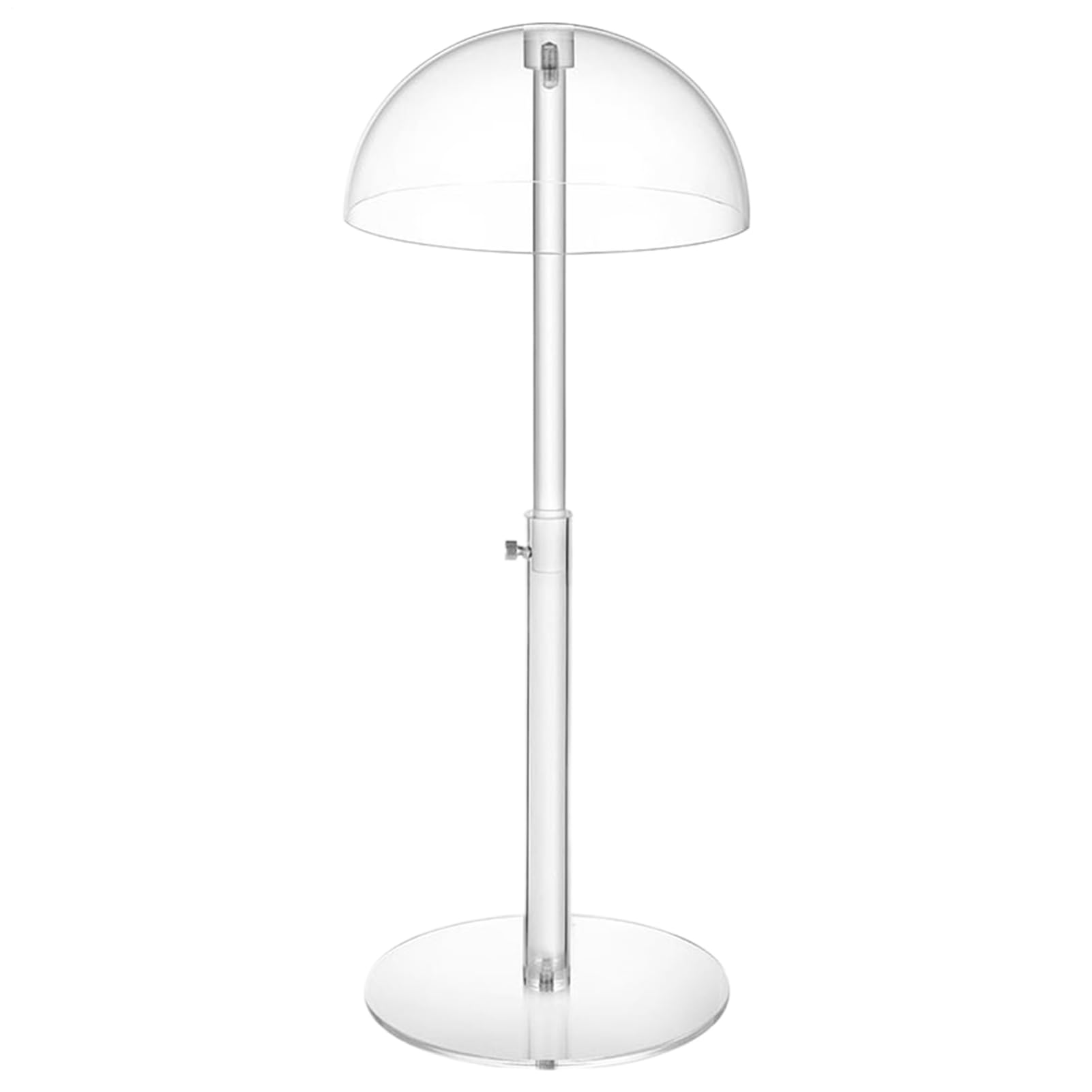 Acrylic Hat Stand - 40cm Adjustable Holder | Clear Domed Pedestal, Decorative Height Adjustable Storage for Fedora Wigs and Jewelry Display on Bedroom Dresser Closet Table and Boutique