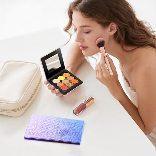 2 Packs Magnetic Makeup Palette Empty with Spatula and Metal Stickers, 18-pan and 9-pan Empty Eyeshadow Palette for Travel, DIY(Fish Scales) - Thumbnail 6