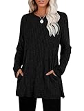 Sampeel Womens Sweaters Black Long Sleeve Shirt for Women Dressy Casual Oversized Fall Tops Winter Maternity Clothes L