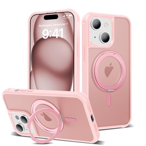 Image of Compatible with iPhone 15 Case with Stand 6.1 inch,Pink