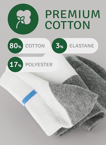 Men's No-Show Liner Socks, Premium Cotton, Size 8-12, 5 Pairs4