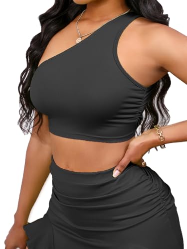 Image of BARASA Women Summer 2 Piece Skirt Sets Comfy Ruffle Trim Irregular Split Sexy Y2k Club Party Tops Jellyfish Skirt Suits S69