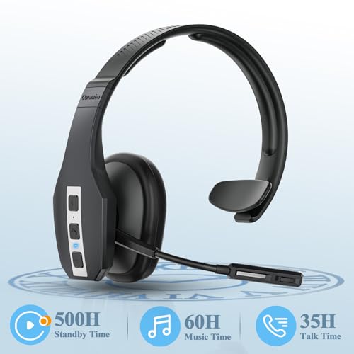 Image of Conambo JBT600 Bluetooth Headset V5.1, Trucker Bluetooth Headset with Three Mic Noise Cancelling & Mute Button, Improved Comfort Wireless Headset 35Hrs Talktime for Cellphone Trucker Home Office