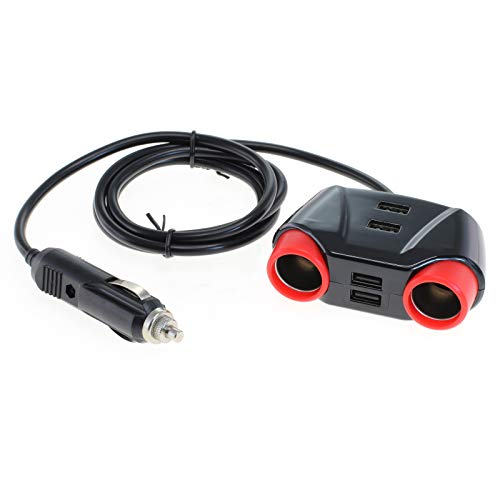 Auto Ladegerät Zigarettenanzünder Verteiler Adapter Splitter 4X USB (5V DC / 3A) 2X Zigarettenanzünder (12V DC / 10A)