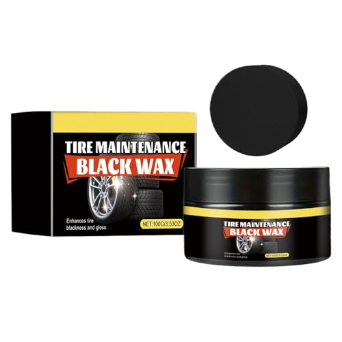 Tire Maintenance Black Wax, Water-Resistant, 7x4.4cm, Long Lasting Wheel Shine Balm, Rim Darkening Cream, Long-Lasting Shine, Suitable for All Vehicles