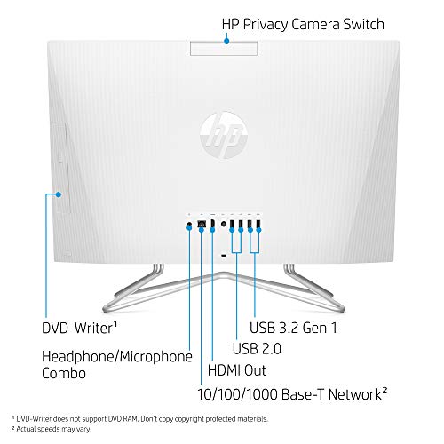 HP 24-inch All-in-One Desktop Computer, AMD Athlon Silver 3050U Processor, 8 GB RAM, 256 GB SSD, Windows 10 Home (24-dd0010, White) by HP - Image 4