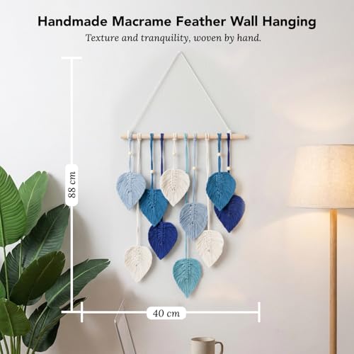 Image of Nostrae by Ekhasa Macrame Wall Hanging Leaves | Boho Wall Hanging Big Size | Handmade Macrame Wall Decor for Bedroom, Living Room, Balcony & Nursery | Boho Theme Home Decor Tapestry