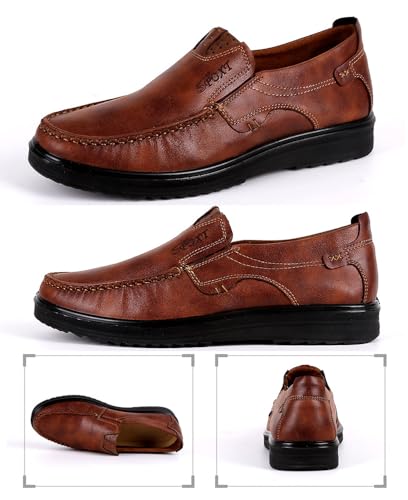 Asifn Men Casual Driving Shoes Leather Penny Loafers Slip Ons Outdoor Boat Walking Comfortable Walking Flats Breathable2