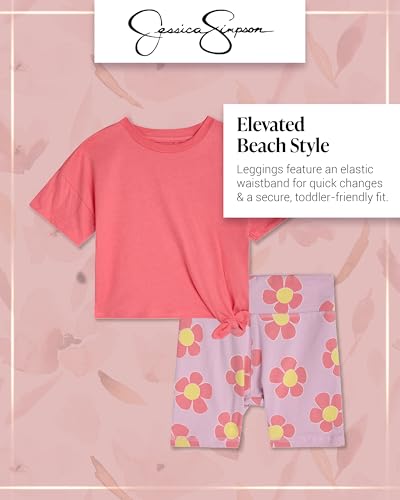 Jessica Simpson Baby Girls Shorts Set - 2 Piece Short Sleeve Top and Matching Cotton Biker Shorts for Infants & Toddlers2