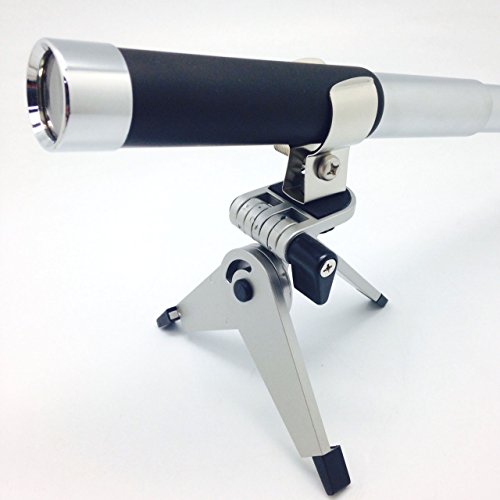 Telescopio metálico negro mate con trípode miniatura 2