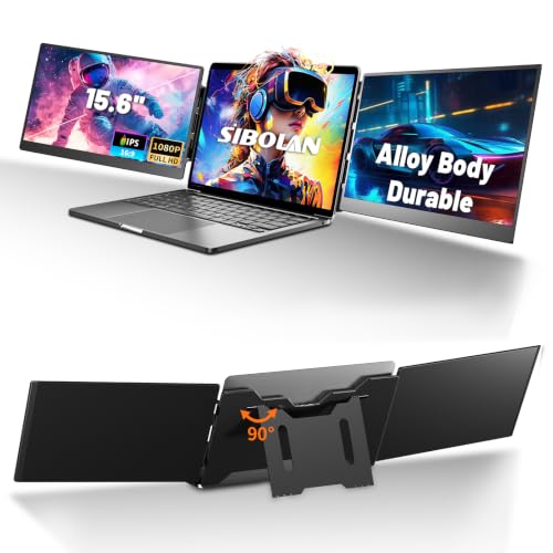 Image of 15.6 inch Laptop Screen Extender, 1080P FHD Triple Portable Monitor, One Cable USB-C Dual Portable Monitor, IPS Travel Monitor for 12 inch-17'' Laptops, MacOS /Windows(Driver Need)