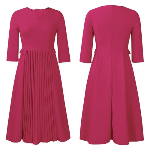 Image of Wear to Work Midi Dress for Women Business Casual A-line Dress Elegance Church Outfits