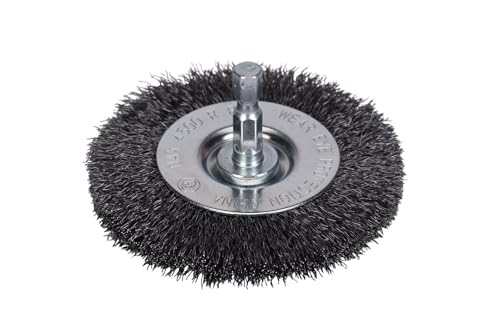 Image of Century Drill & Tool 76433 3 inch Durable Fine Crimped Radial Wire Brush, 1 /4 inch Drill Shank, 4,500 RPM - Ideal for Rust /Paint Removal, Deburring, & More