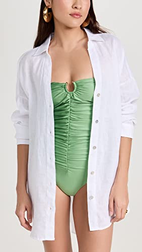 L*Space Rio Tunic for Women, Button Down Collared Shirt, Long Sleeve Top With Buttoned Cuffs, Beach Cover Up, 100% Linen2