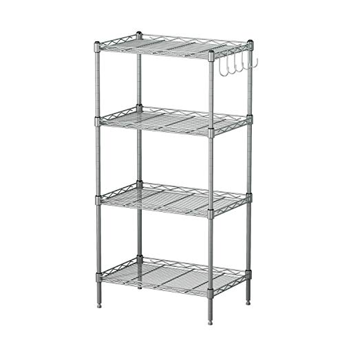 Luckycoco ラック 収納 棚 スチールラック 幅45×奥行30×高さ90cm 4段 耐荷重60kg 防サビ シルバー