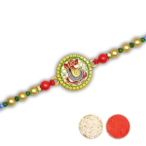 Image of Canton Rakhi For Brother With Chocolate Gift Hamper, Rakhi With Cadbury Dairy Milk, Pack of 1 Designer Rakhi For brother (2024 PK1 D25)