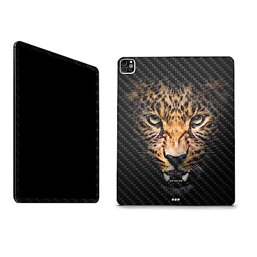 Image of MightySkins Carbon Fiber Skin Compatible with Apple iPad Pro 12.9 inch M2 6th Gen (2022) Full Wrap Kit - Leopard Face | Protective, Durable Textured Carbon Fiber Finish | Easy to Apply | Made in The USA