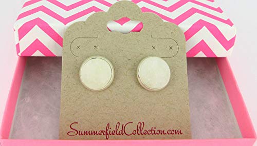 Silver-tone Clear White Faux Druzy Stone Stud Earrings 12mm