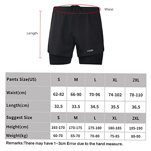 Shorts esportivos,Lianai Calções de corrida 2-em-1 dos homens de Secagem rápida, respirável, treinam