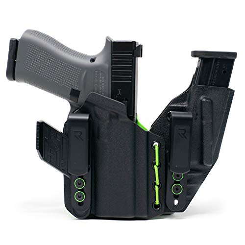 Radial Innovations Coreflex Gun Holster: Compatible with Glock 43 - Appendix Carry Ultra-Slim Profile - Spare Magazine Carrier - Concealed Pistol Holder - Black/Zombie Green - Left Hand