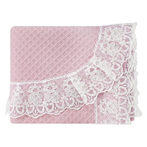 Copriletto Primaverile Leggero Smerlo Merletto Elegante 2 Piazze Matrimoniale (Rosa)