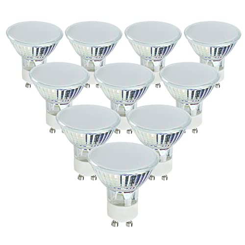 MiniSun | 3W Energy Saving GU10 Frosted Lens LED Light Bulbs | LED Bulbs, Home Décor & Improvement Essential | Pack of 10 | 6500K Cool White
