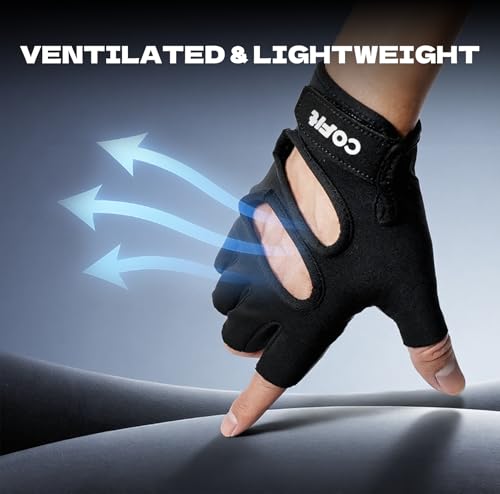 COFIT Fitnesshandschoenen voor Heren en Dames, Ademend Trainingshandschoen met Handpalmbescherming, Anti-Slip Gewichtheffershandschoenen met Polssteun - Zwart M - Afbeelding 5