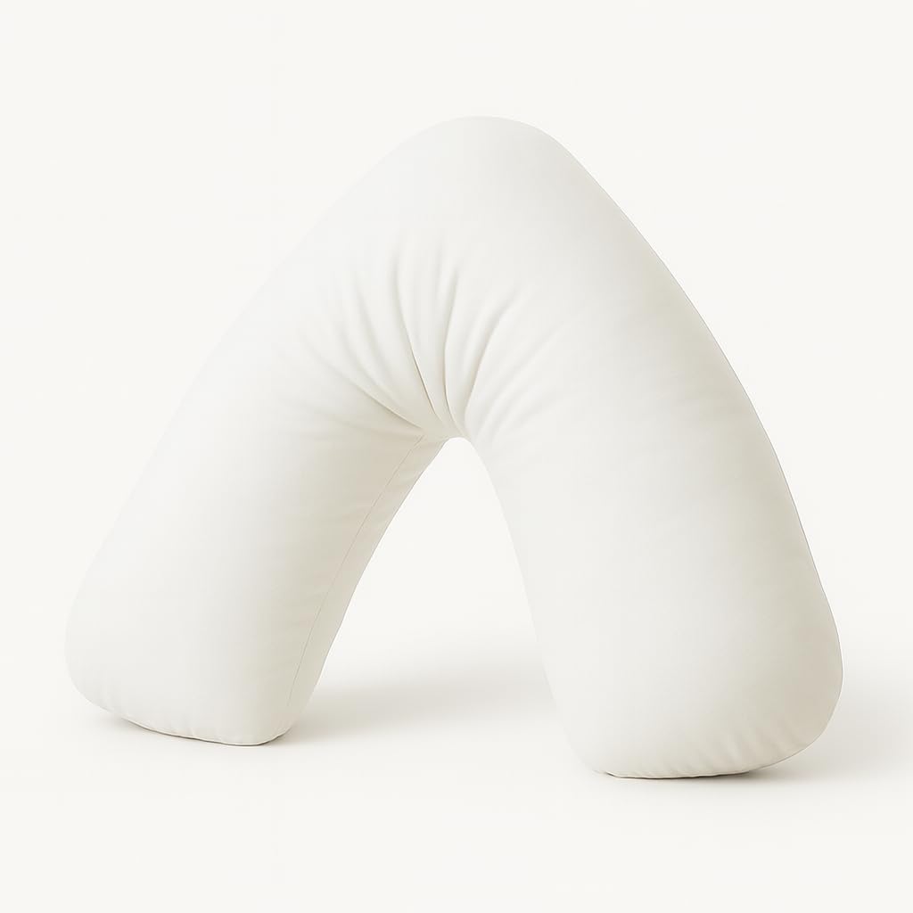 Bella Nights V Pillow Orthopaedic V Shaped Pillow Extra Cushioning Support For Head Neck & Back (White, V Pillow With Cover)