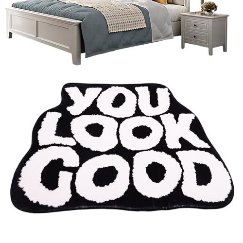 Gaahkai You Look Good Bathroom Rug 19.7 x 31.5in Graphic Rugs for Bedroom Mirror Bath Mat Black