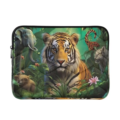 Funda para portátil 13-14 pulgadas con diseño animales selva miniatura 1