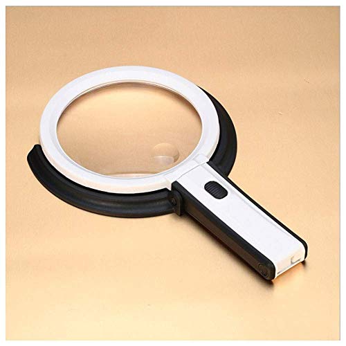 GHCXY Educational Hobby Magnifiers, Power Adapter Power Supply, 10 Led Lights, Foldable Led Lighting Magnifying Glass Handheld Folding Table Lamp Magnifying Glass
