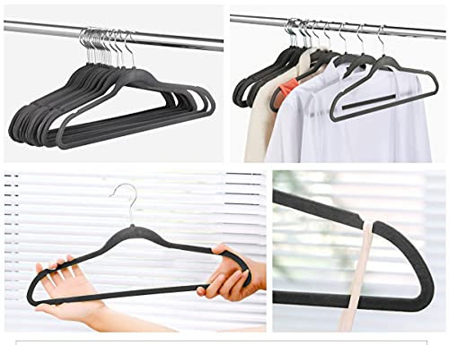 Yaheetech 100 Pack Non Slip Velvet Hangers Heavy Duty Suit Hangers Flocked Coat Suit Hangers Space Saving Clothes Hangers With 360° Swivel Hook, Gray #TOP6