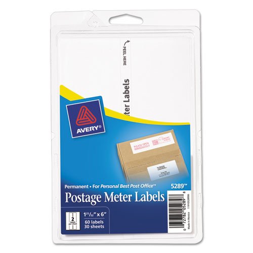 Avery Products - Avery - Postage Meter Labels For Personal Post Office E700, 1-3/16 X 6, White, 60/Pack - Sold As 1 Pack - Labels Large Enough For Promotional Message Or Logo. - Stays Secure! - #TOP22