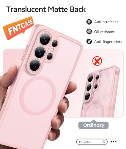 Image of FNTCASE for Samsung Galaxy S26-Ultra Case: [Fit for Magsafe] [Full Camera Protection] Translucent Matte Cases with [Screen Protector] Military Grade Shockproof Protective Phone Cover - Light Pink