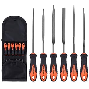 HORUSDY 6-Pieces Needle File Set, Hand Metal Files, Alloy Strength Steel Include Flat, Flat Warding, Square, Triangular, Round, and Half-Round File