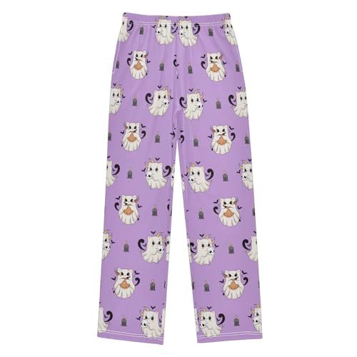 Cute Halloween Ghost Cat Boys Pants for Kids Jogger Pants with Pockets S-XL