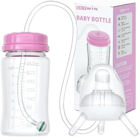 Baby Bottle Anti Colic with Straw - Built in Nipple Valve & Base Vent Hole