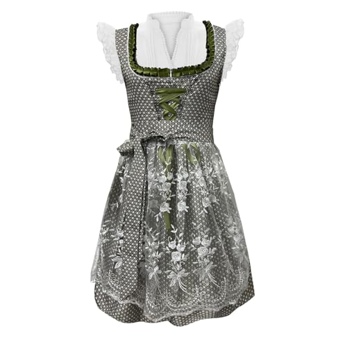 Robe dirndl midi traditionnelle chic ensemble complet avec élégant tablier en dentelle - 5
