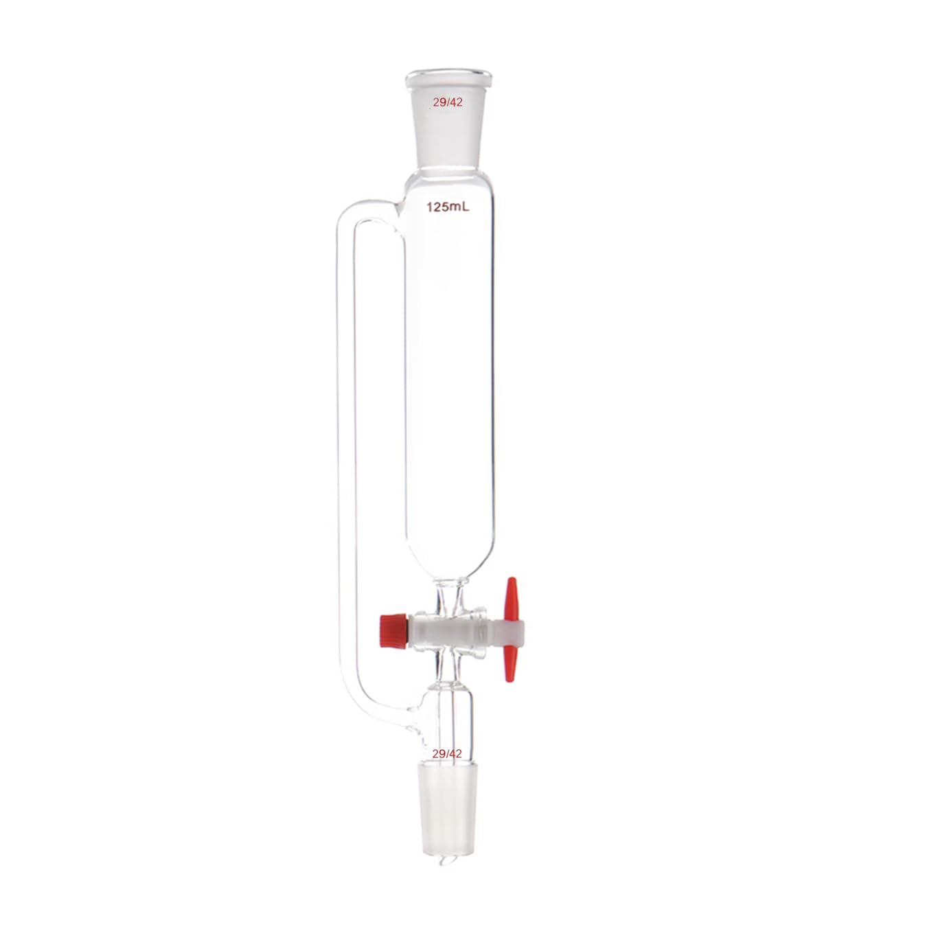 29/42 Pressure Equalizing Funnel Glass Additonal with PTFE Stopcock Lab Glassware (125ml)