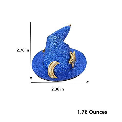 Zhoumeiwensp 2Pcs Mini Top Hat Hair Clips Shining Star Moon Halloween Witch Hat Flet Hairpins Hair Barrettes Hair Accessories For Party Performance Props (Blue&Black) #TOP4