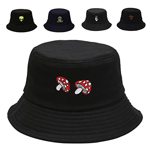 Image of Cotton Bucket Hat for Women Men Summer Travel Sun Beach Bucket Cap, Unisex Outdoor Fisherman Hat