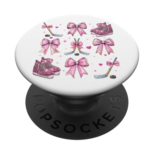 Patin de Hockey sur Glace pour Fille avec nœud Rose PopSockets PopGrip Adhésif