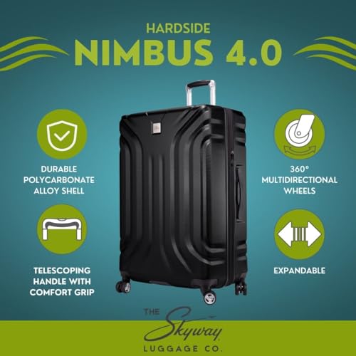SKYWAY Nimbus 4.0 Hardside Spinner Luggage (Black, Checked-Large 28-Inch) - Thumbnail 2