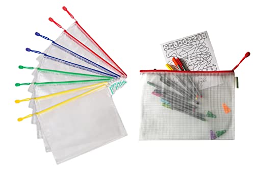 Tarifold Es 509019, Lote de 12 Bolsas de Archivo con Cremallera de Malla A4, Carpetas A4 de Plástico de Impermeable para Documentos, Recibos Papelería Oficina Viaje escuela, hogar Cover
