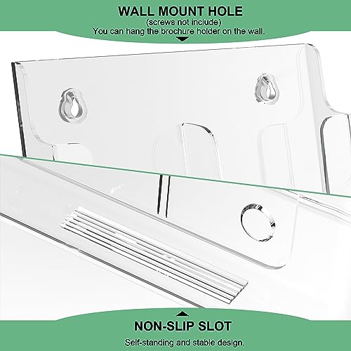 zavekia 4 Tier Acrylic Brochure Holder 8.5 x 11 inch, Clear Literature Organizer Magazine Stand with 4 Pack Separate Removable Divider for 4 x 9 inch Brochures,Magazine Holder,Flyer Holder